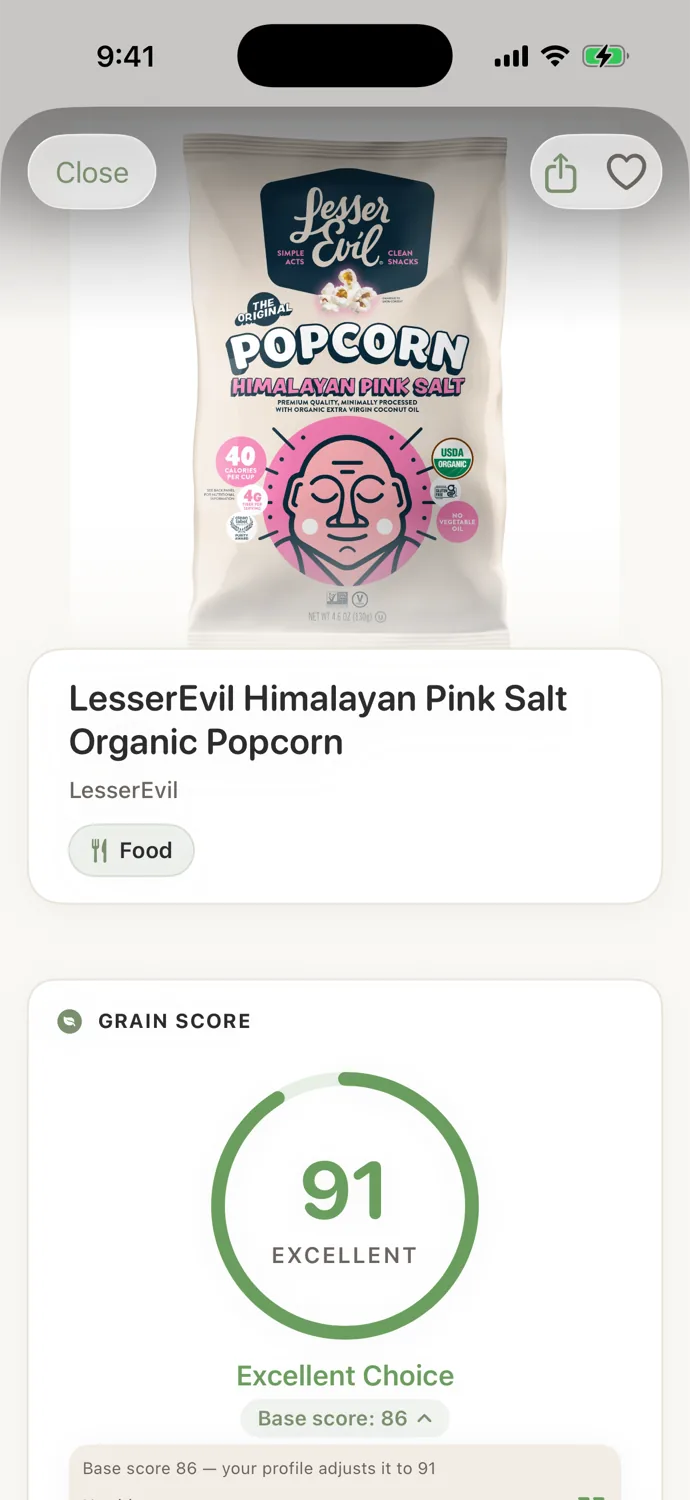 Grain scoring a product 91 — Excellent Choice